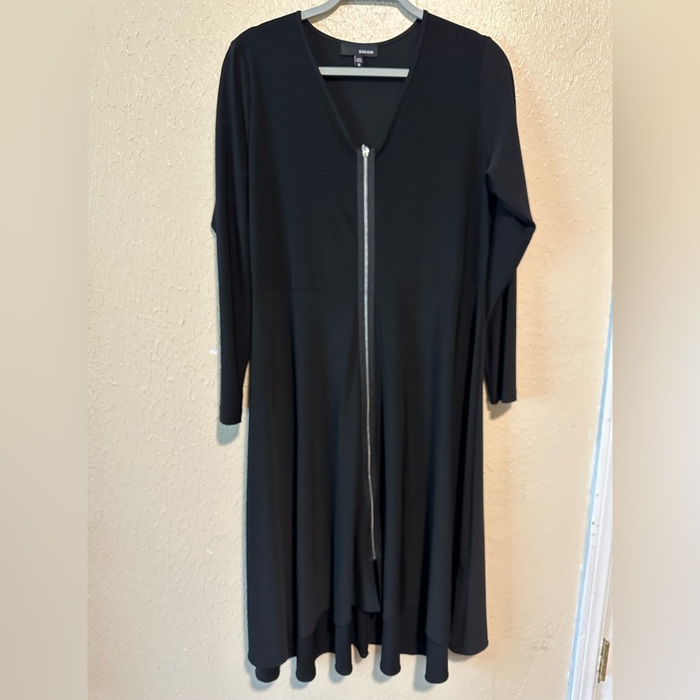 Sun Kim‎ Zipper Front Stretchy Long Sleeve Dress Size Medium